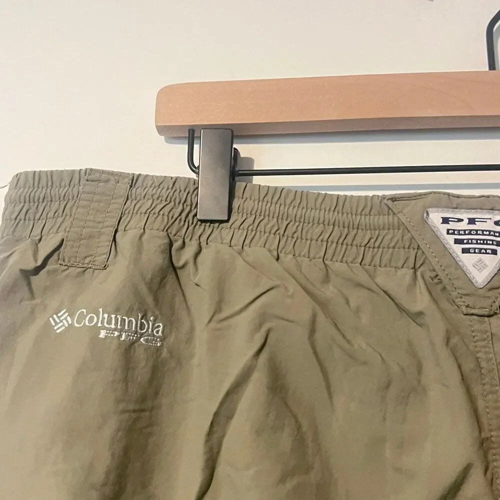 Columbia Mens Board Shorts Size XL Brown Camp Pfg Omni Shade Nylon Trunks